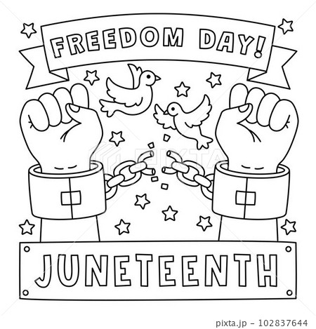 Broken chains with freedom day coloring page ãããããç æ