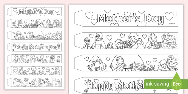 Mothers day colouring paper chains teacher made