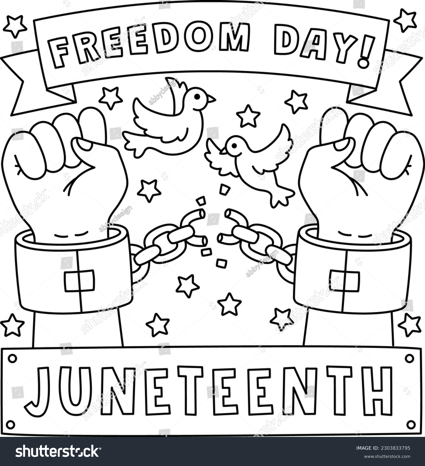 Broken chains freedom day coloring page stock vector royalty free