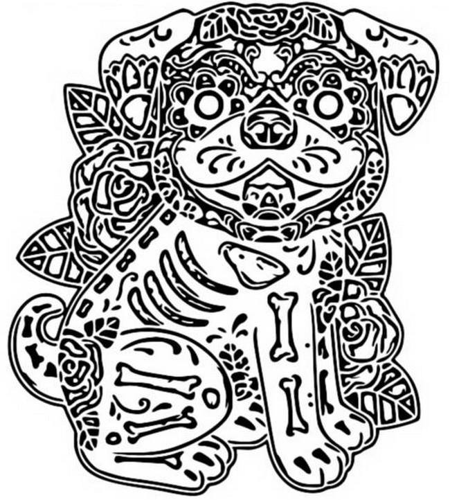 Coloring page the day of the dead dog