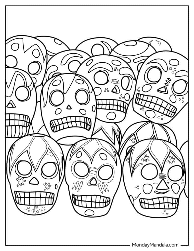 Sugar skulls coloring pages free pdf printables
