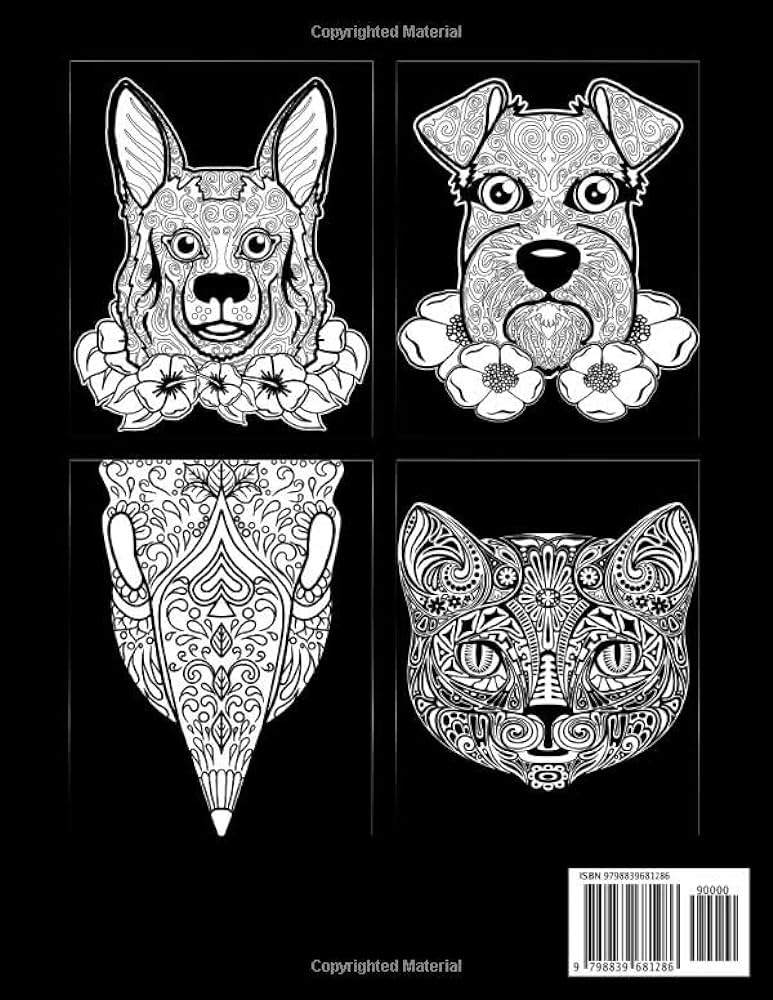 Midnight sugar skull animal coloring book animal illustrations with day of the dead sugar skull patterns and designs creative coloring pages for stress relief and relaxation black edition joy