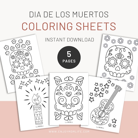 Dia de los muertos coloring pages day of the dead coloring sheets cute kids halloween coloring activity sugar skull coloring pages book