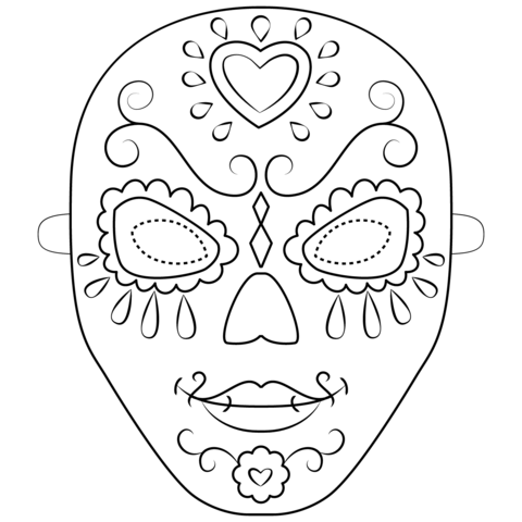Day of the dead mask coloring page free printable coloring pages