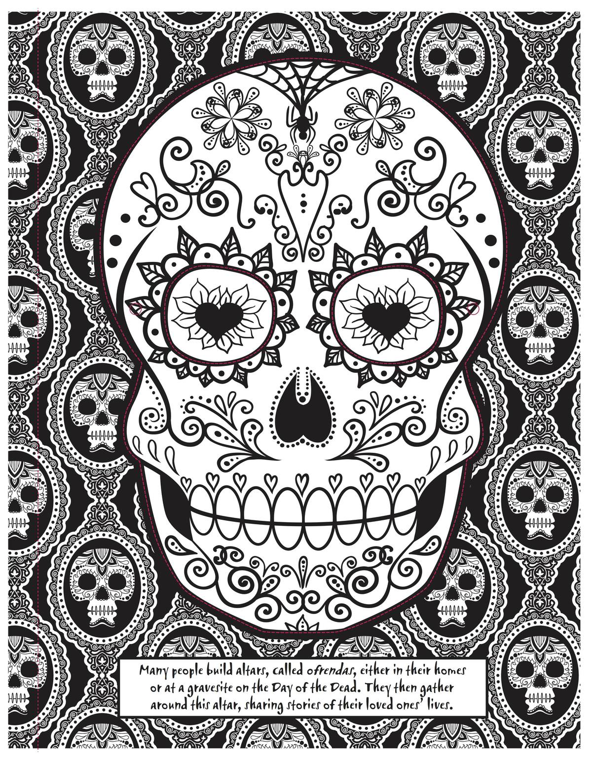 Day of the dead skull coloring page