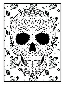 Day of the dead sugar skulls coloring pages by qetsy tpt