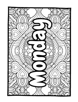 Days of the week mandala coloring pages for kids sheets pdf printable pages