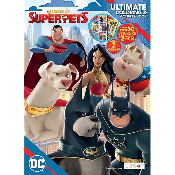 Dc ics leauge of super pets page ultimate coloring and activity book with stickers and a poster toys games
