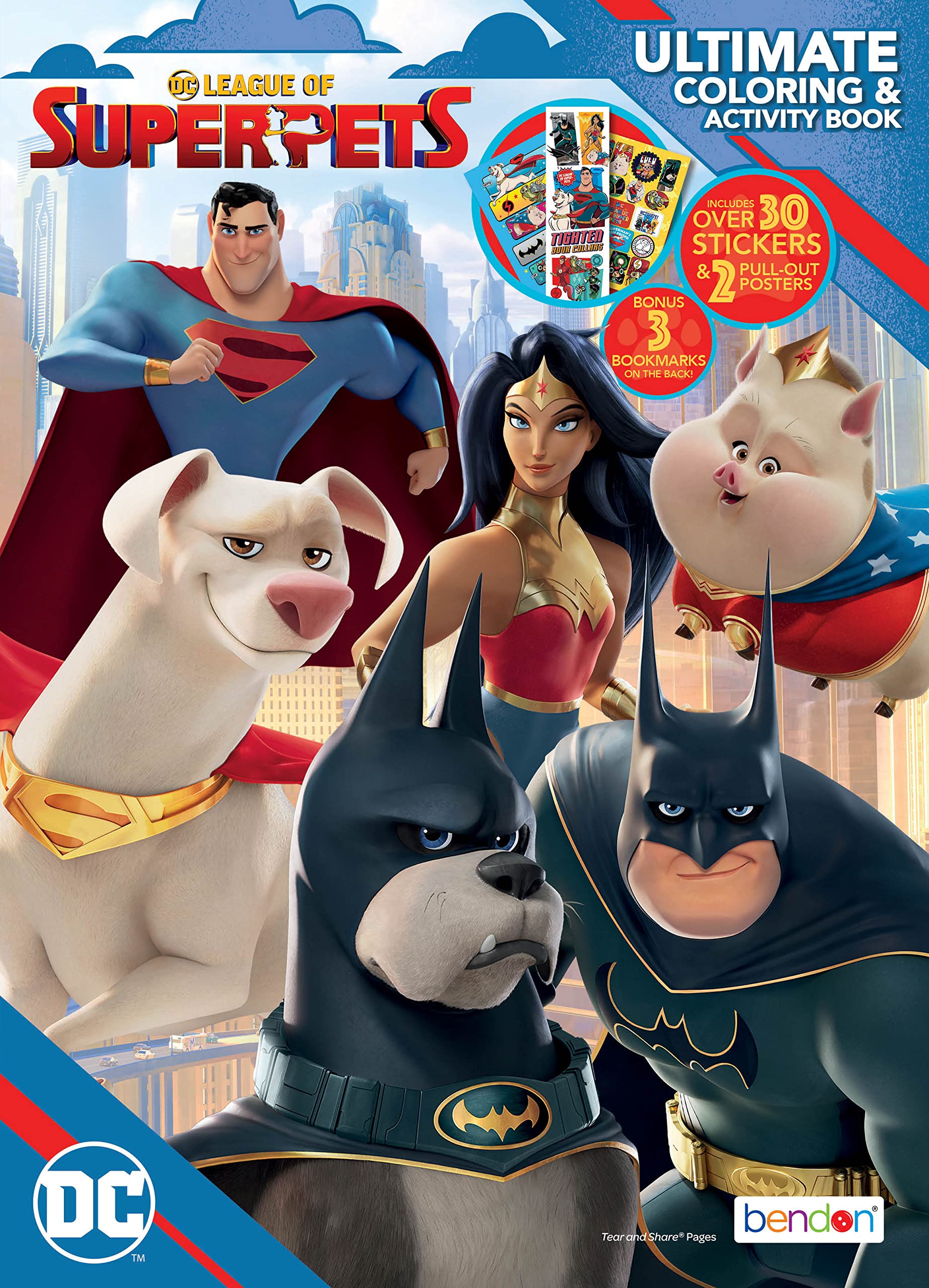 Dc comics leauge of super pets page ultimate coloring and activity book with stickers and a poster toys
