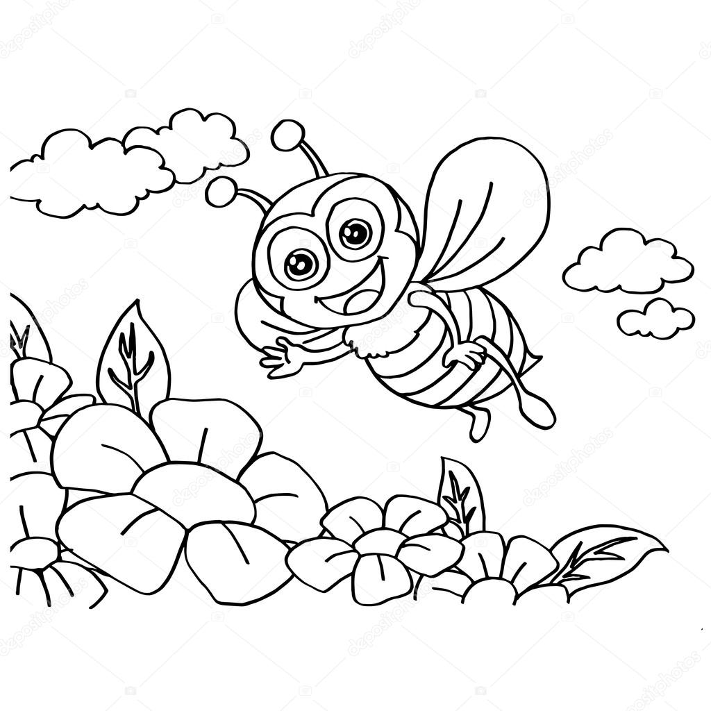 Abeja para colorear pãginas vector vector de stock por attaphongw