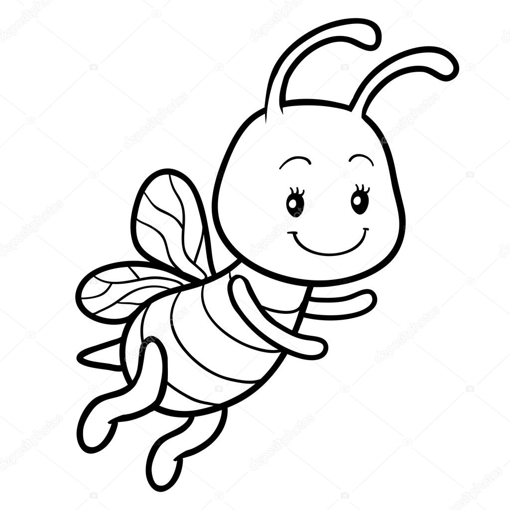 Libro para colorear pãgina para colorear con una abeja pequeãa vector de stock por ksenyasavva