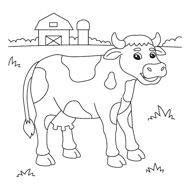 Premium vector cow coloring page for kids
