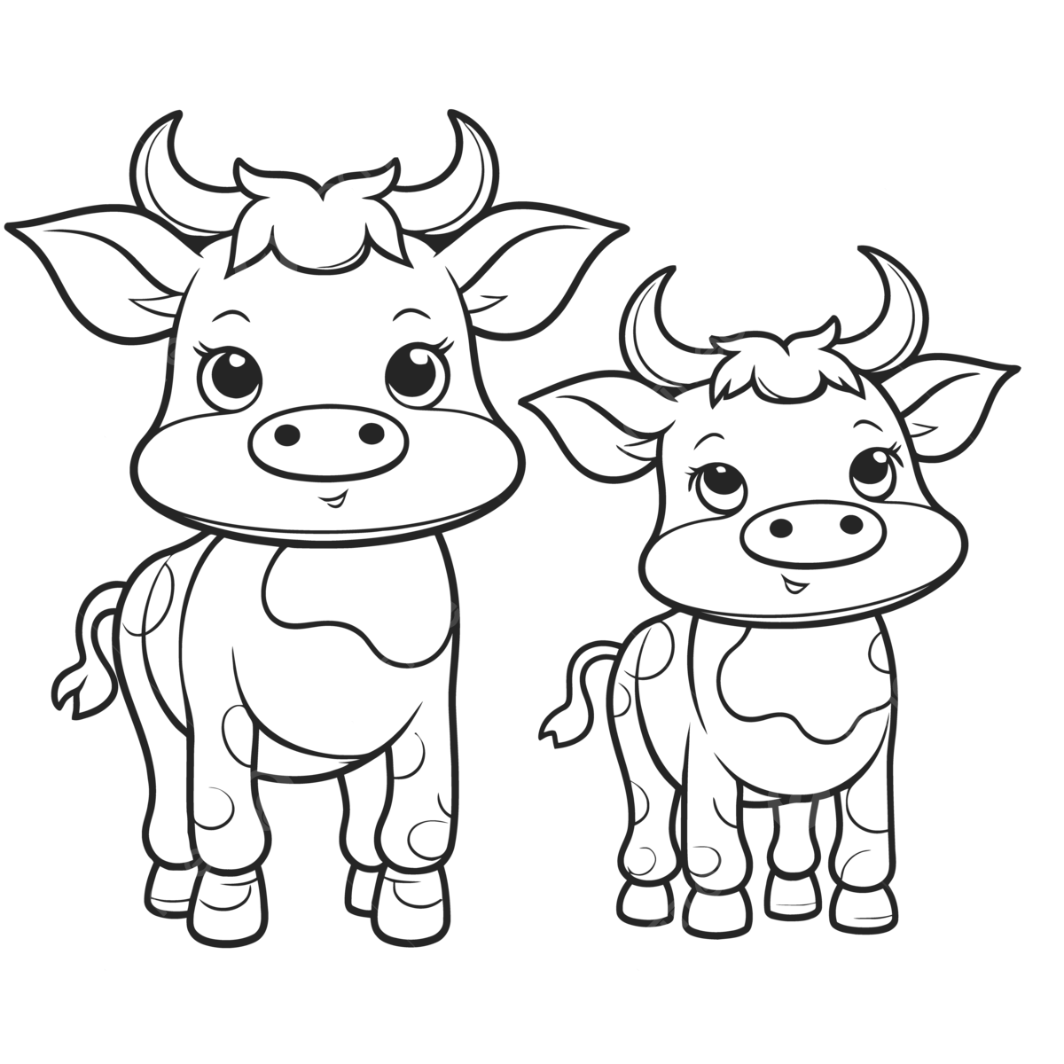 Two cute cows coloring pages outline sketch drawing vector cow drawing wing drawing ring drawing png and vector with transparent background for free download