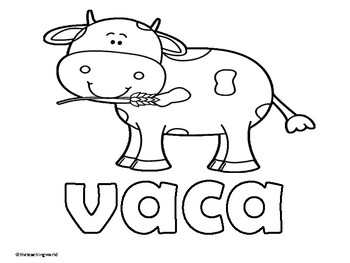Spanish farm animals coloring pages by esl schoolhouse tpt
