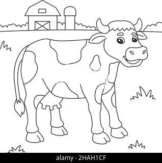 Cow coloring page for kids stock vector image art