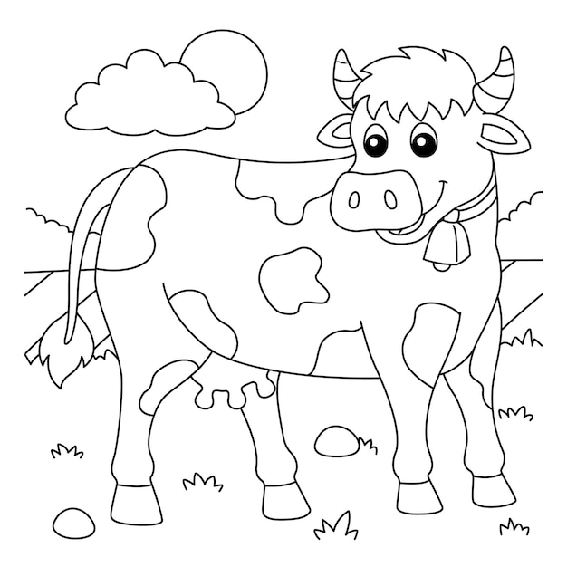 Premium vector cow coloring page for kids