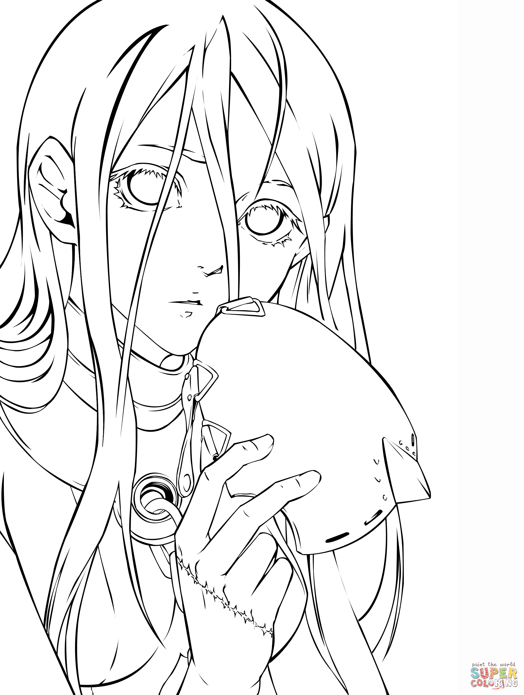 Shiro from deadman wonderland manga coloring page free printable coloring pages