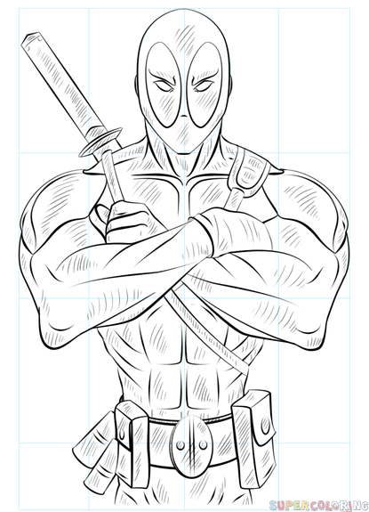 How to draw a deadpool step by step drawing tutorials