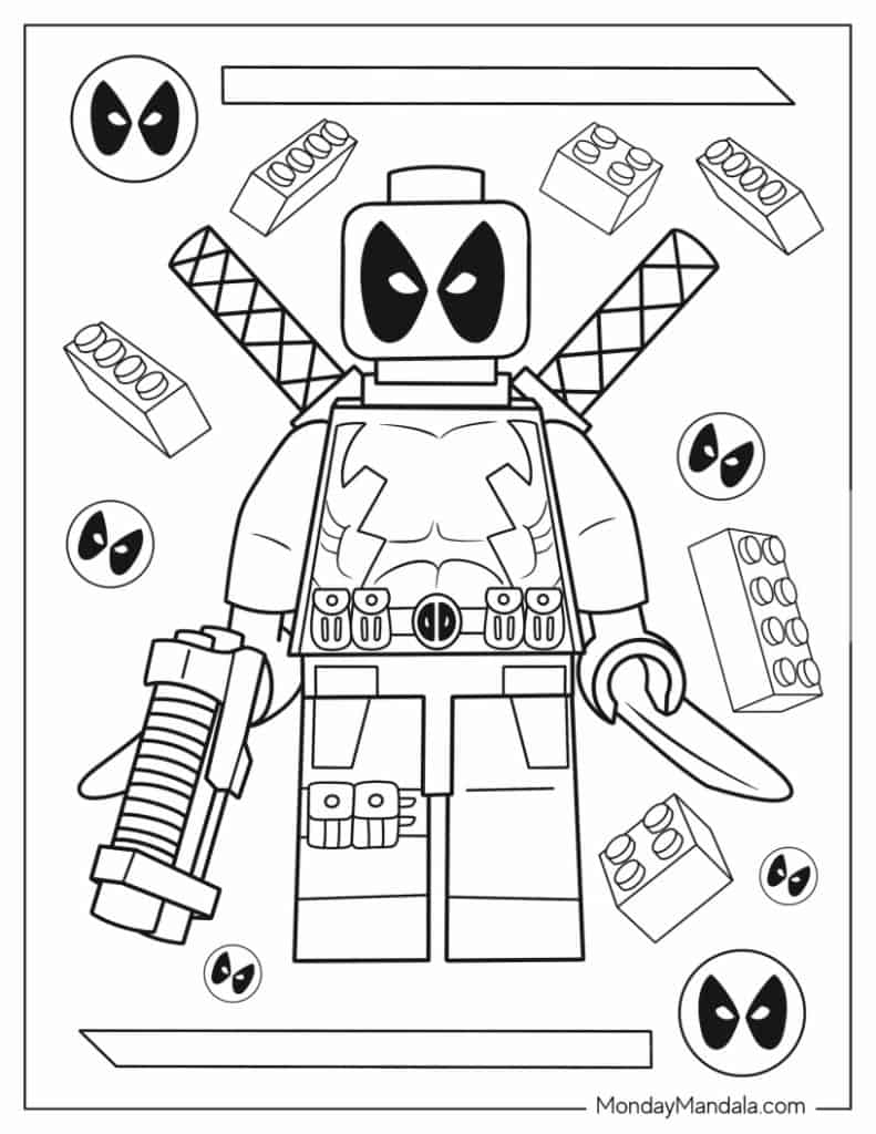 Deadpool coloring pages free pdf printables