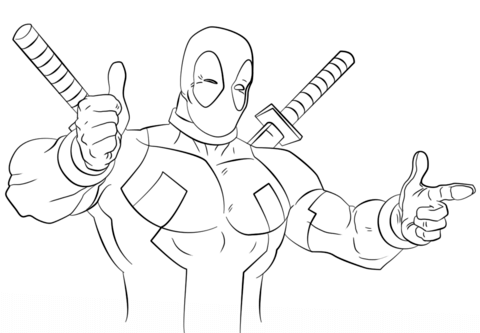 Cartoon deadpool coloring page free printable coloring pages