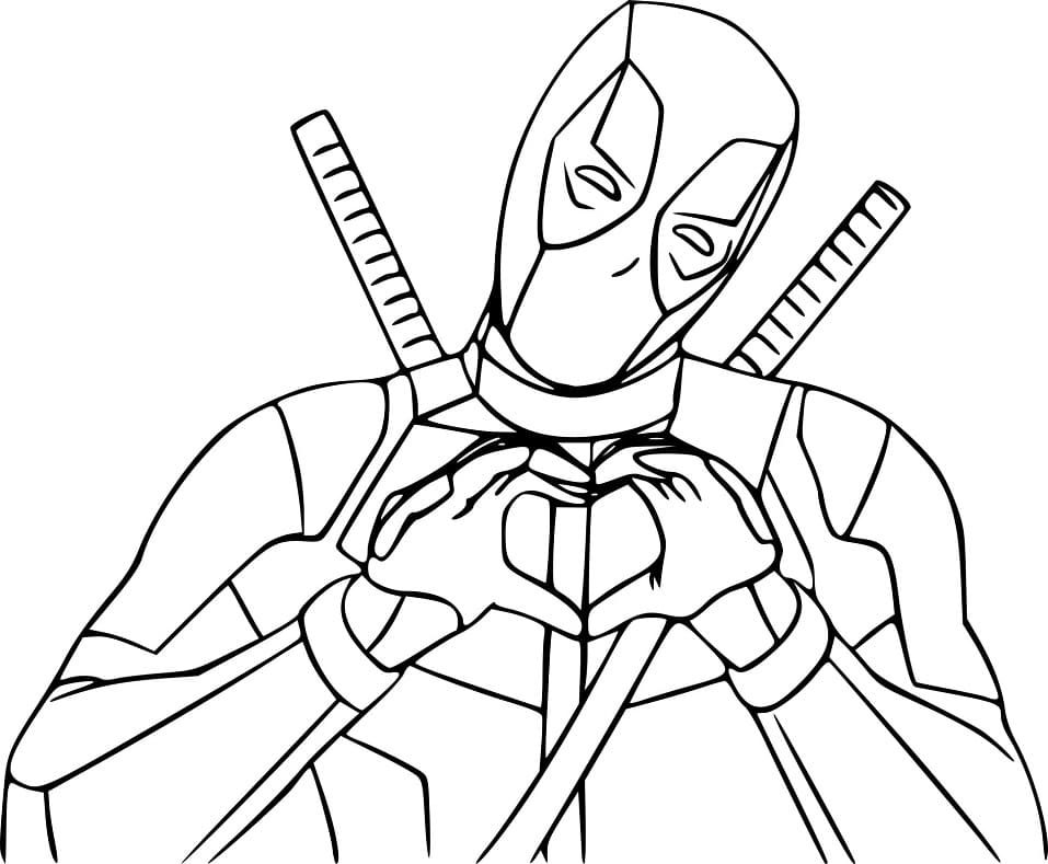 Deadpool love coloring page