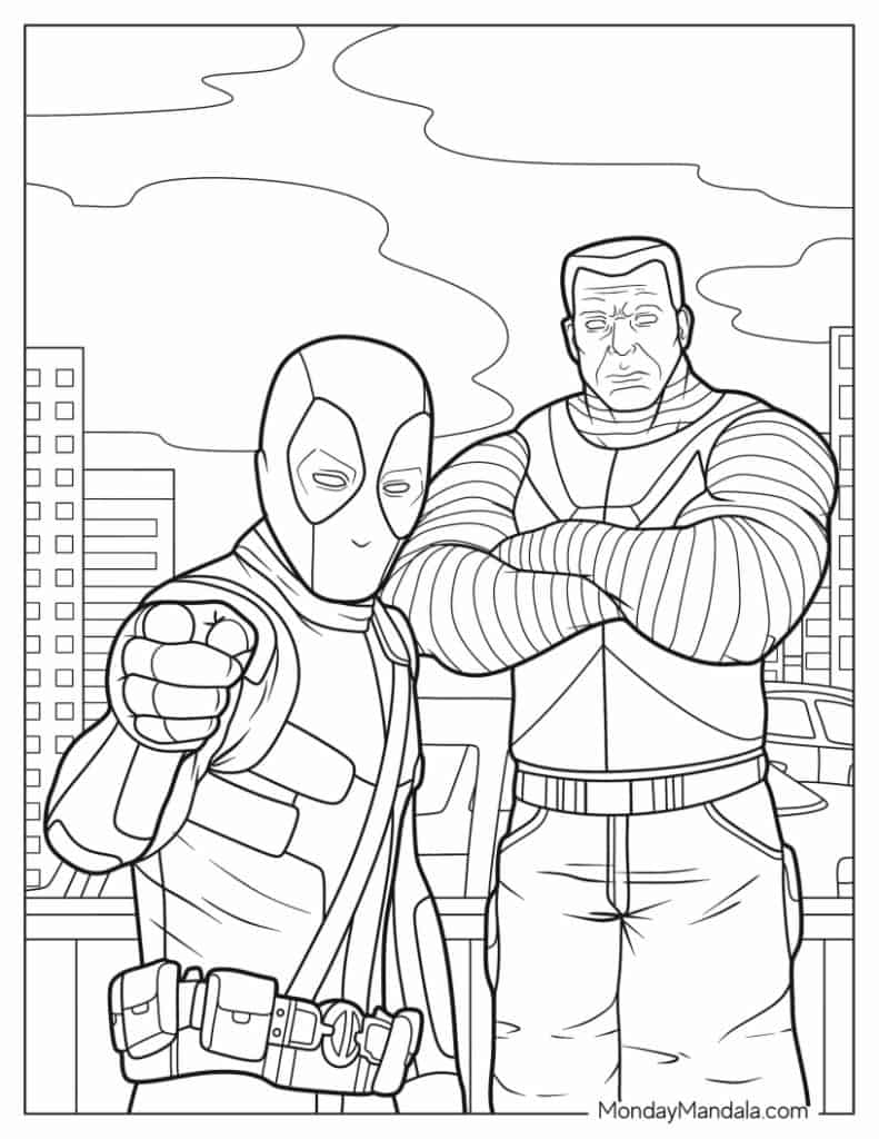 Deadpool coloring pages free pdf printables