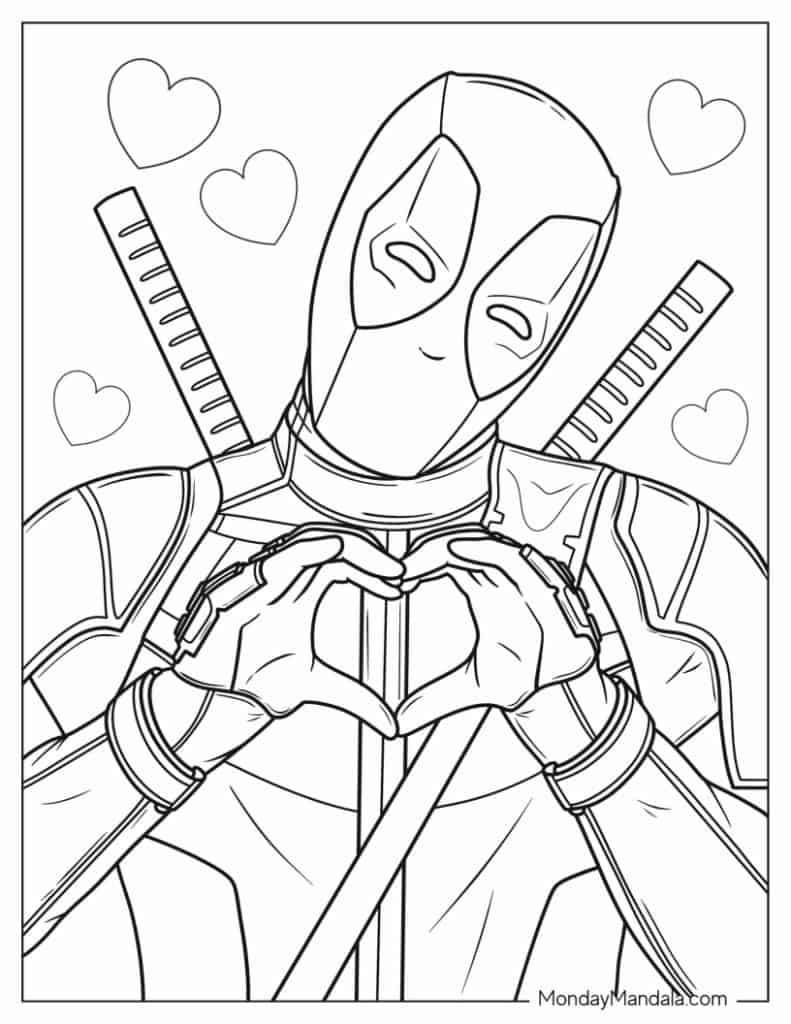 Deadpool coloring pages free pdf printables