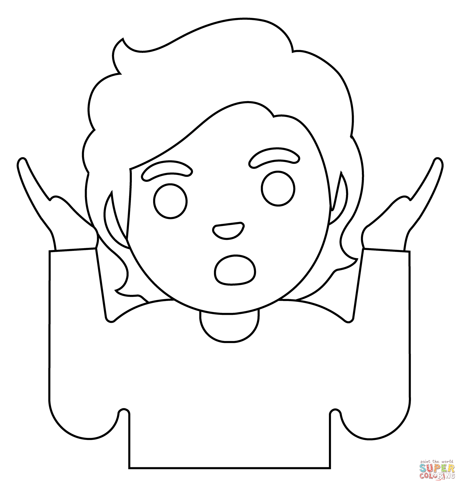 Person shrugging emoji coloring page free printable coloring pages