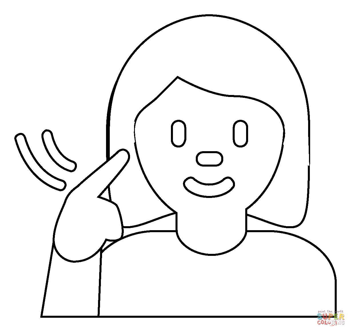 Deaf woman emoji coloring page free printable coloring pages