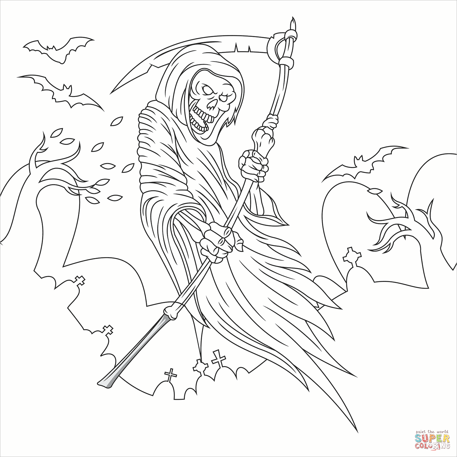 Death coloring page free printable coloring pages