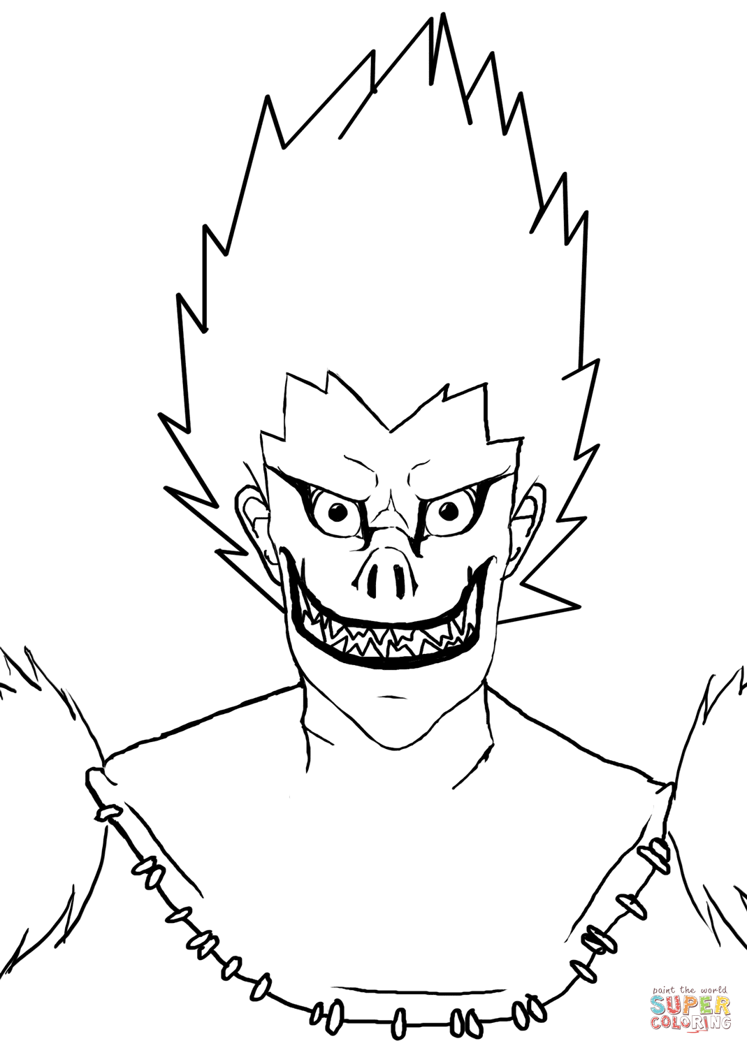 Ryuk from death note manga coloring page free printable coloring pages