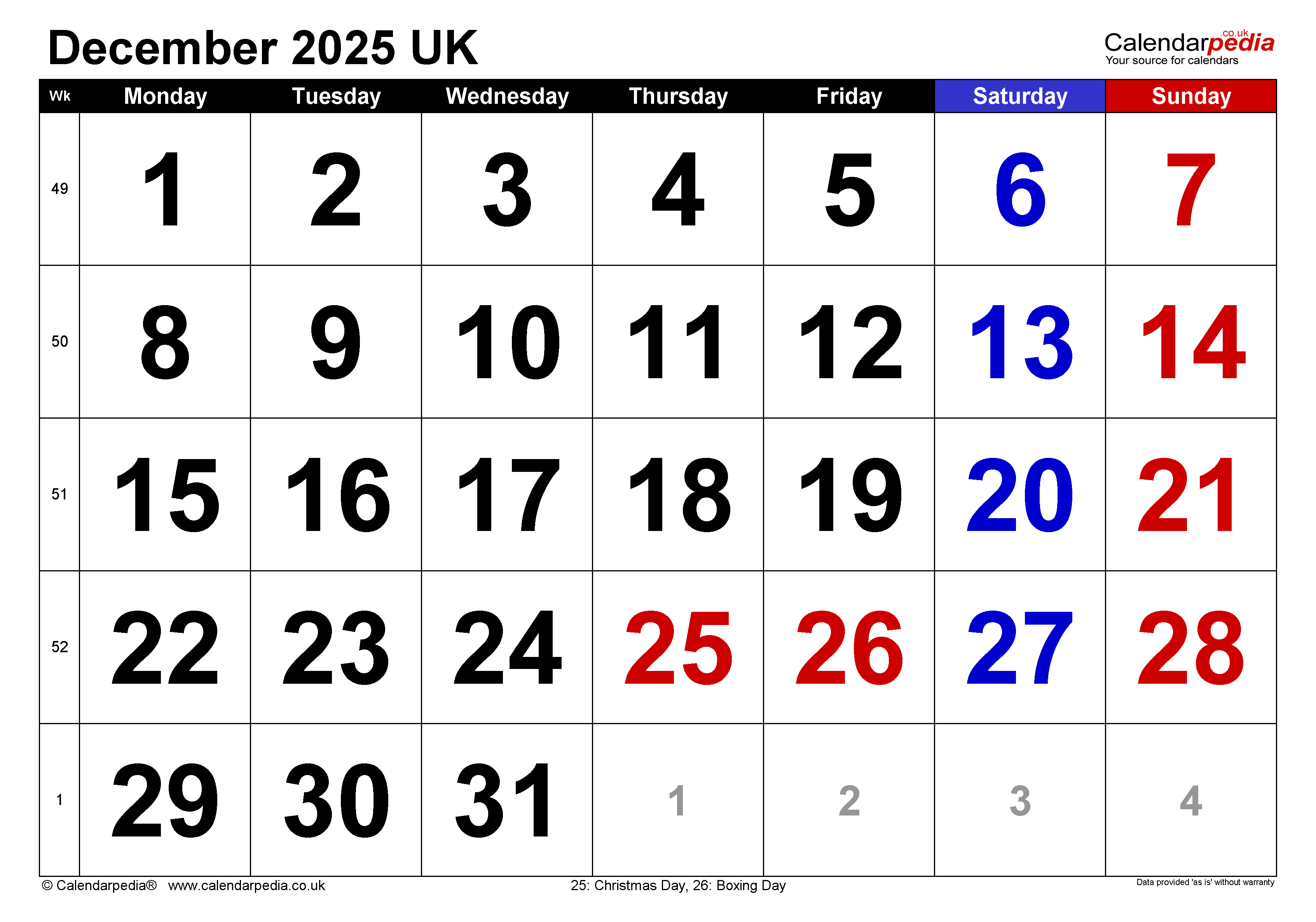 Calendar december with excel word and pdf templates