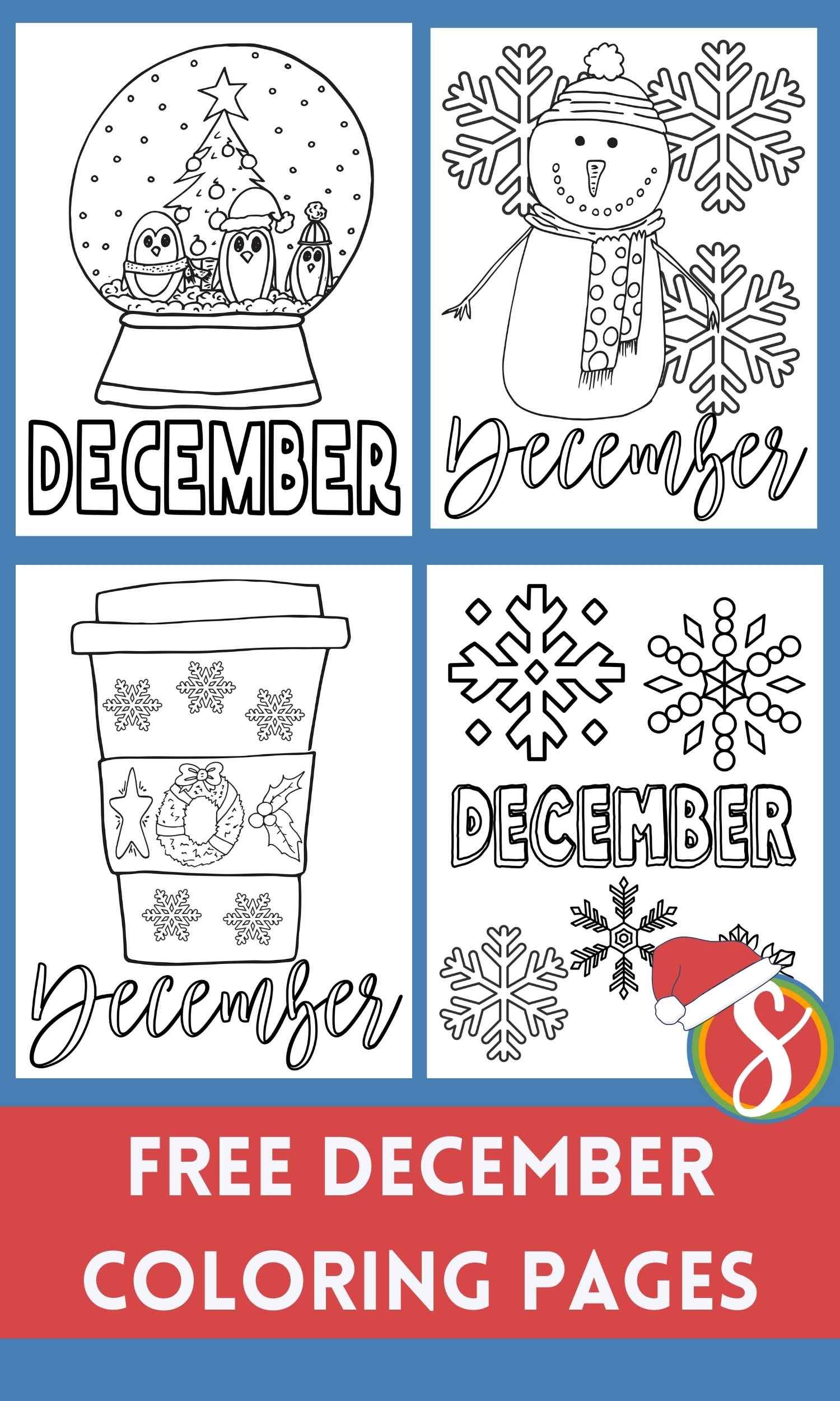 Free december coloring pages â stevie doodles