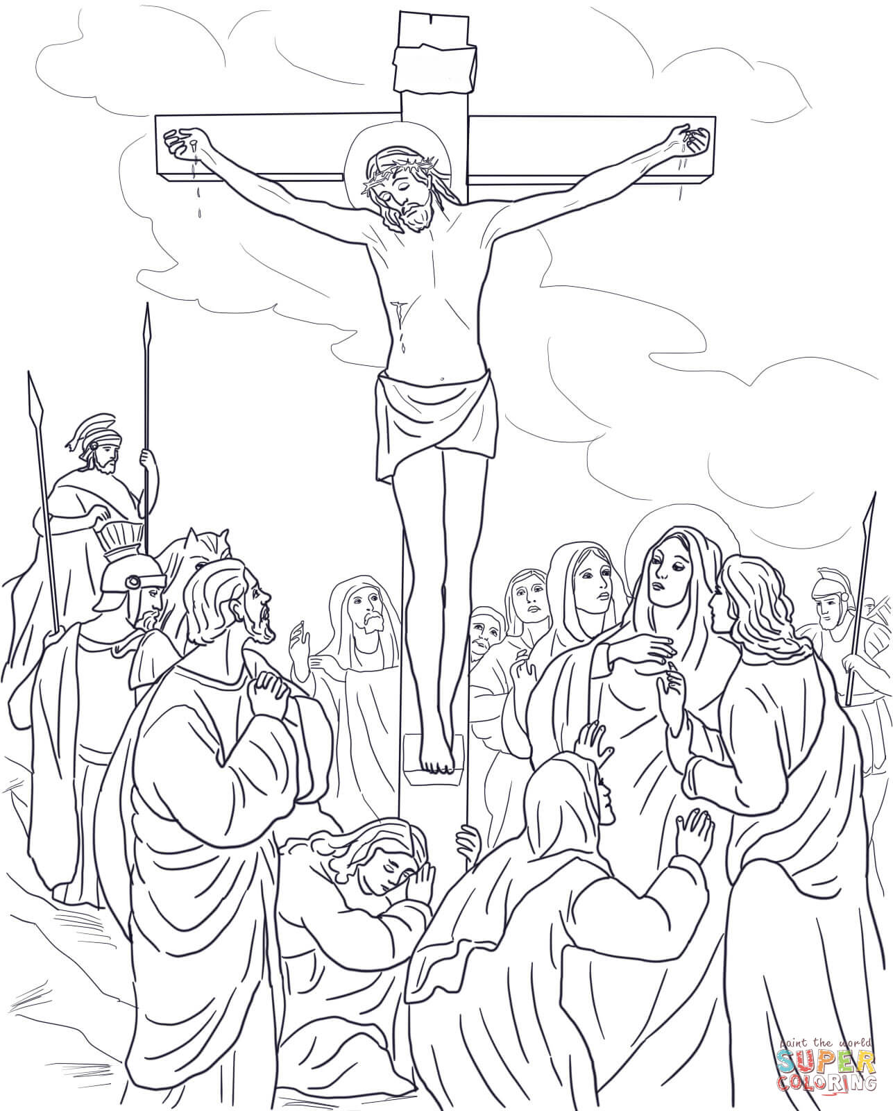 Dibujo de duodãcima estaciãn jesãºs muere en la cruz para colorear dibujos para colorear imprimir gratis