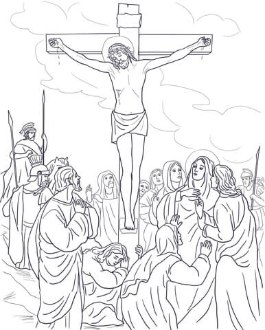 Dibujo de duodãcima estaciãn jesãºs muere en la cruz para colorear dibujos para colorear imprimir gratis