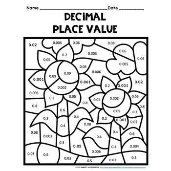 Decimal place value color by number fall theme by rebeccas ready resources