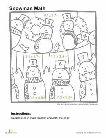 Multiply decimals and color worksheet education winter math worksheets christmas math worksheets decimals worksheets