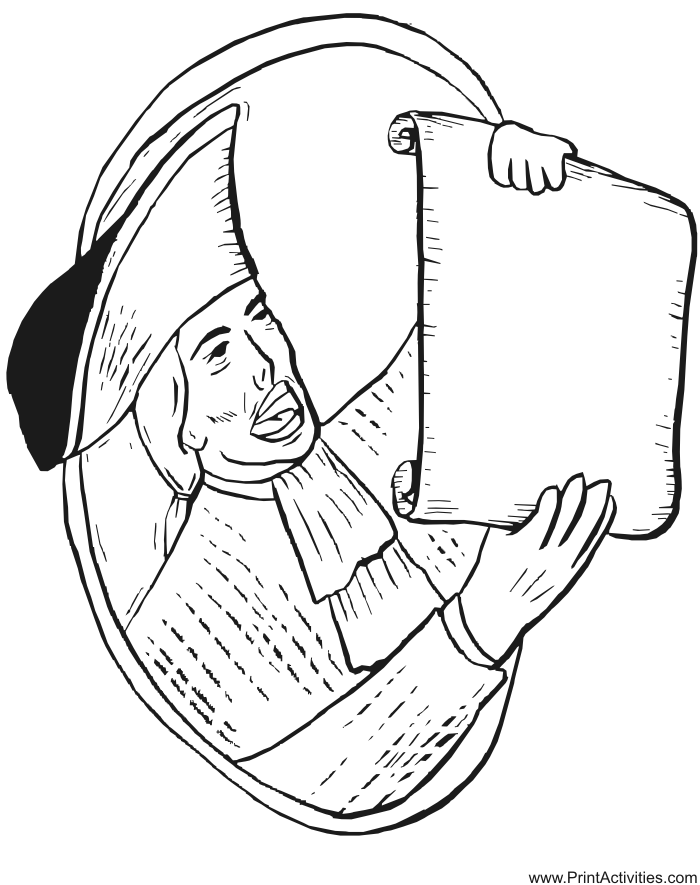 Patriotic coloring page reading declaration of independence