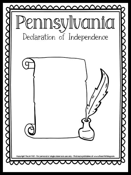 Pennsylvania declaration of independence coloring page free printable â the art kit