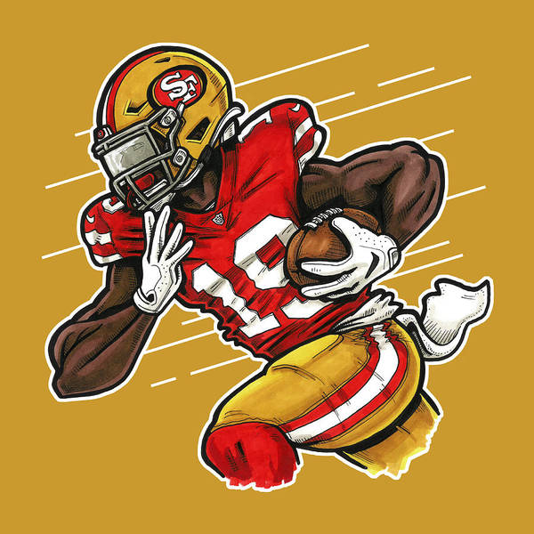 Deebo samuel gold art print by richard miller