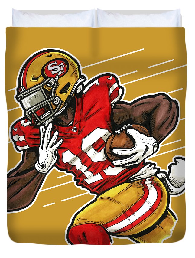 Deebo samuel gold duvet cover by richard miller