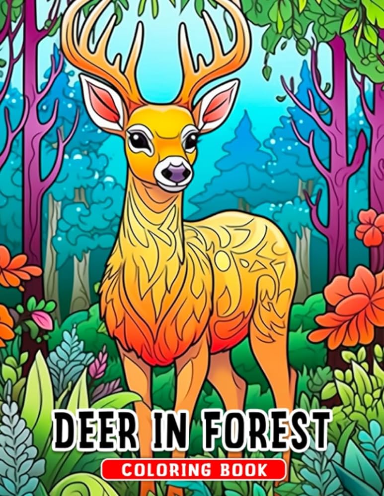 Deer in forest coloring book adult coloring pages for stress relief and fun perfect birthday gift idea mckay christina books