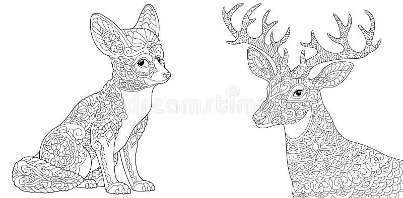 Deer adult coloring pages stock illustrations â deer adult coloring pages stock illustrations vectors clipart