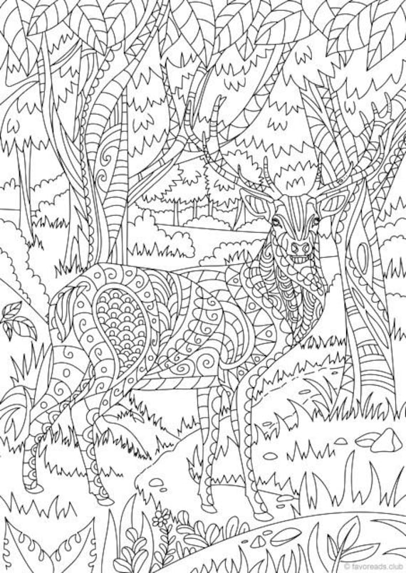 Deer printable adult coloring page from favoreads coloring book pages for adults and kids coloring sheets coloring designs