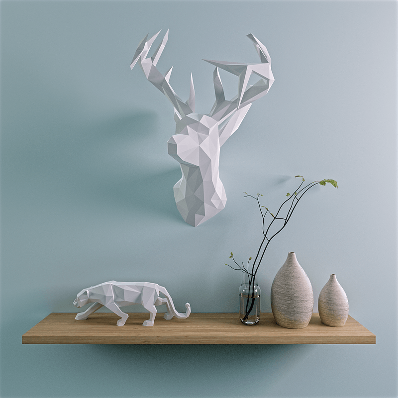 Deer trophy papercraft instruction free printable papercraft templates