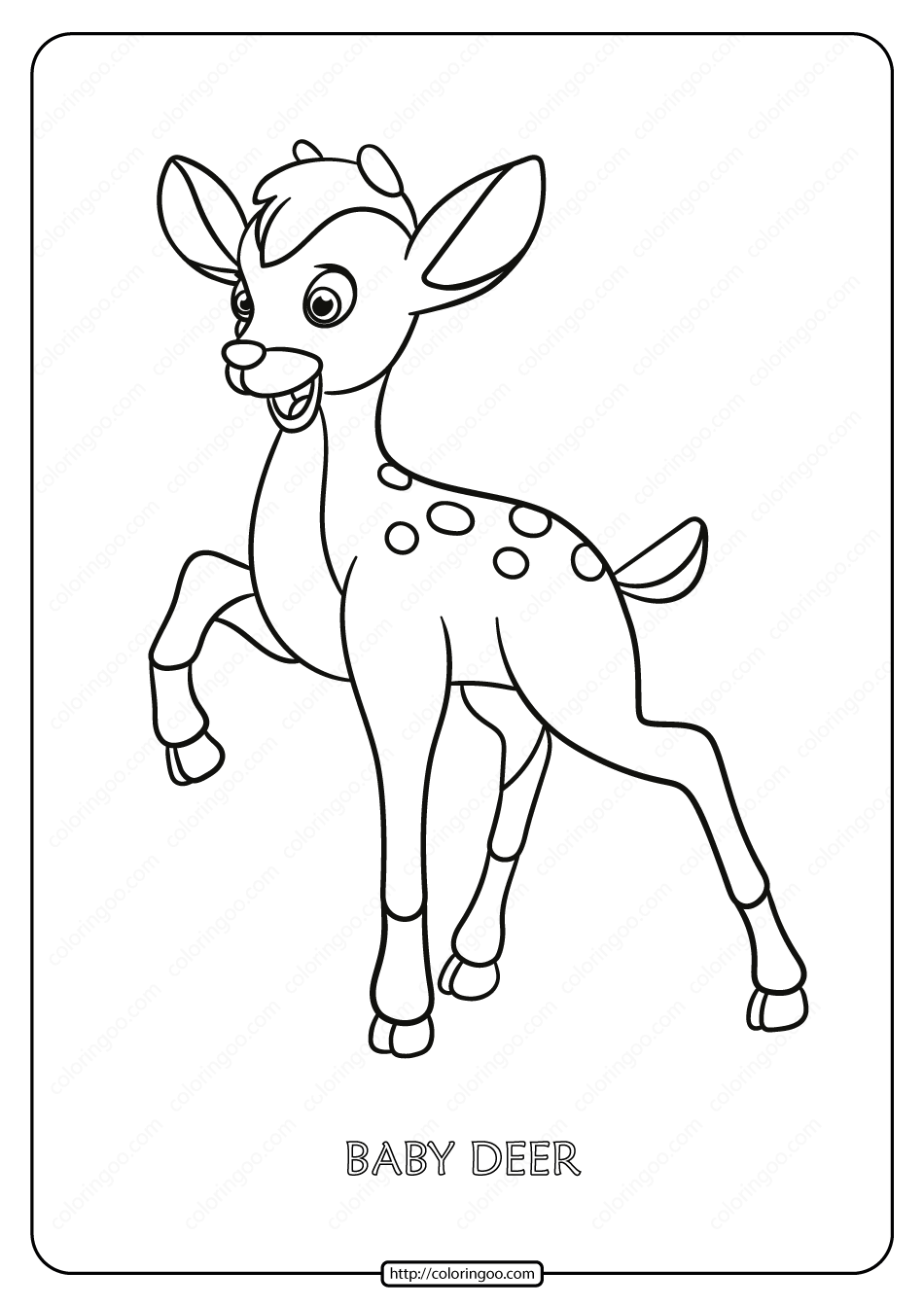 Printable baby deer pdf coloring page deer coloring pages cute coloring pages fox coloring page