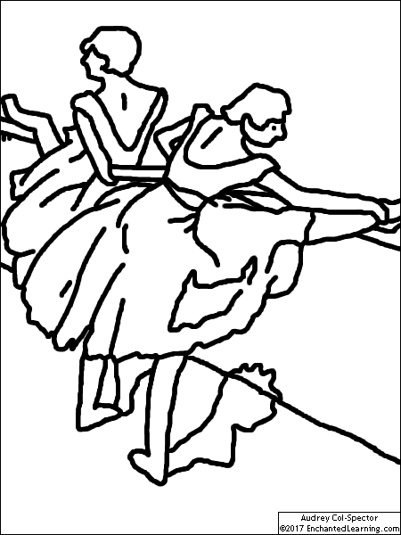 Dancers at the barre coloring page