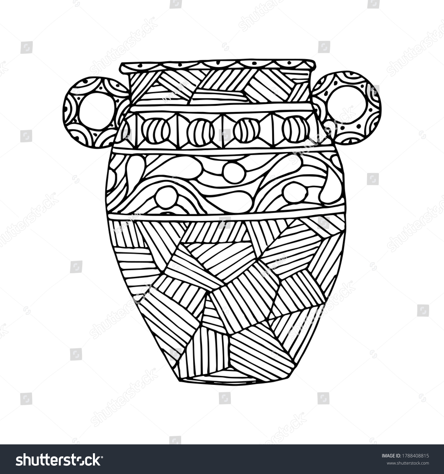 Greek vase coloring page doodle poster stockvektor royaltyfri