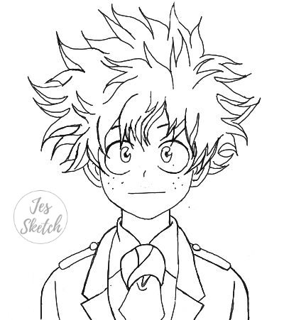 Smiling deku lineart coloring page by jessketch on