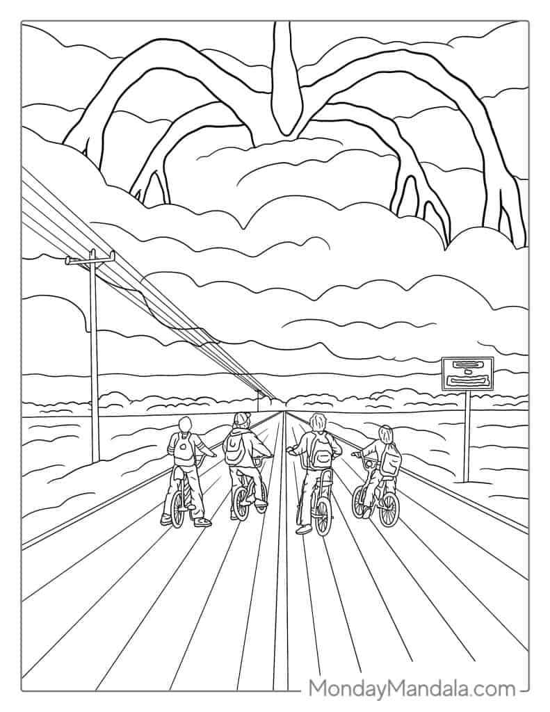 Stranger things coloring pages free pdf printables